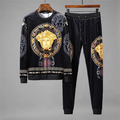 men's black versace sweater|velvet tracksuit men's Versace.